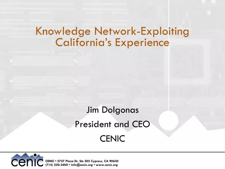 knowledge network exploiting california s experience