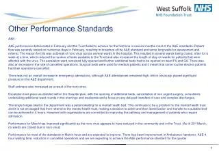 Other Performance Standards A&amp;E:-