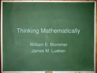 Thinking Mathematically