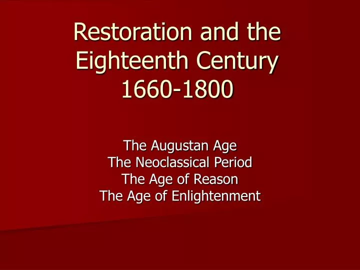 restoration and the eighteenth century 1660 1800