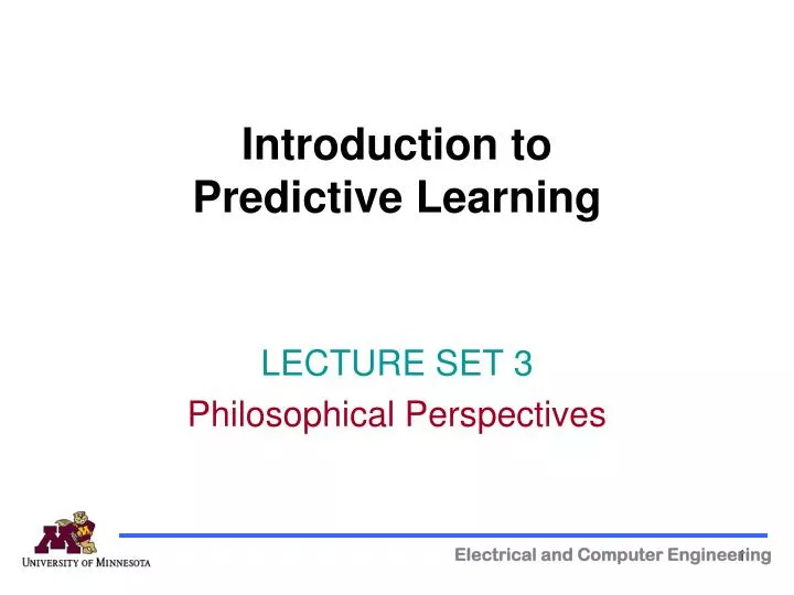 introduction to predictive learning