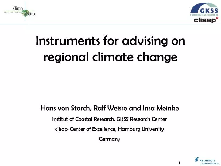 instruments for advising on regional climate change