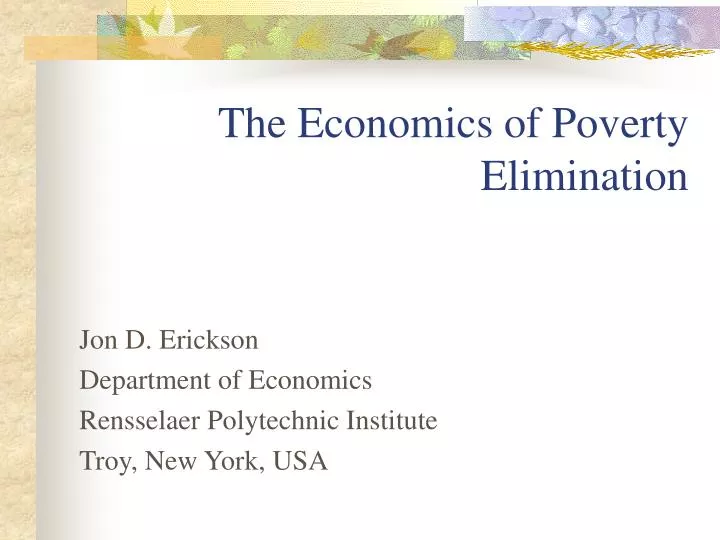 the economics of poverty elimination