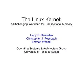 The Linux Kernel: A Challenging Workload for Transactional Memory