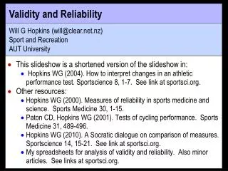 Validity and Reliability