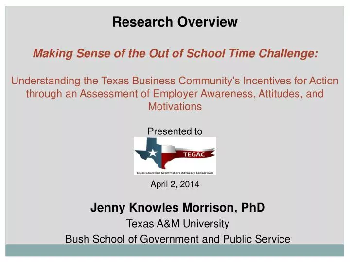 jenny knowles morrison phd texas a m university bush school of government and public service