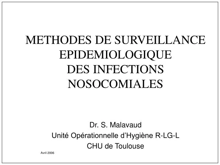 methodes de surveillance epidemiologique des infections nosocomiales