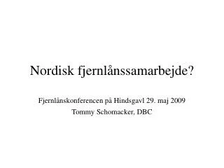 nordisk fjernl nssamarbejde