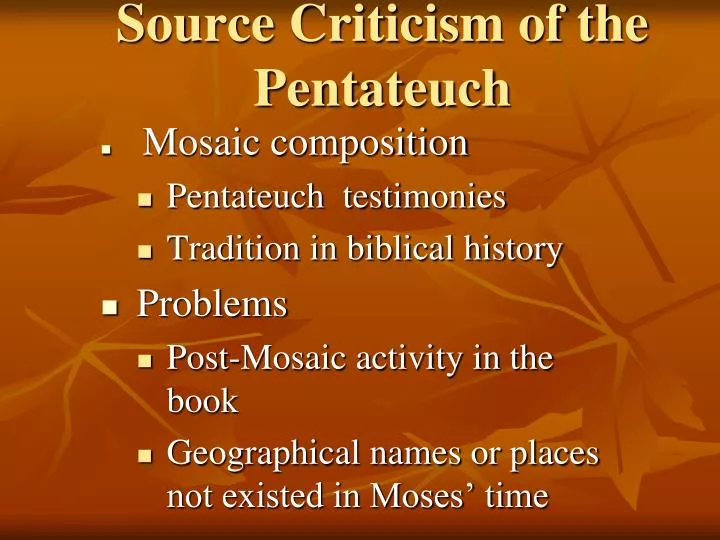 source criticism of the pentateuch