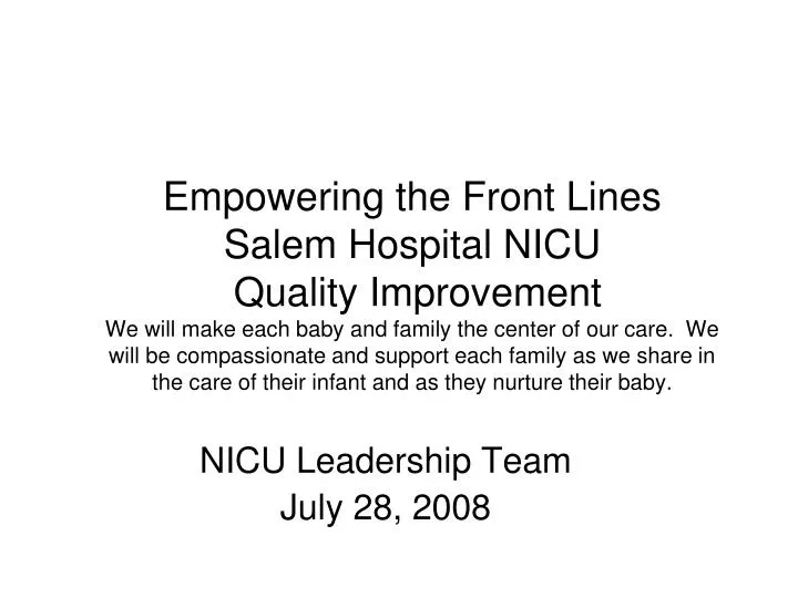 nicu leadership team july 28 2008