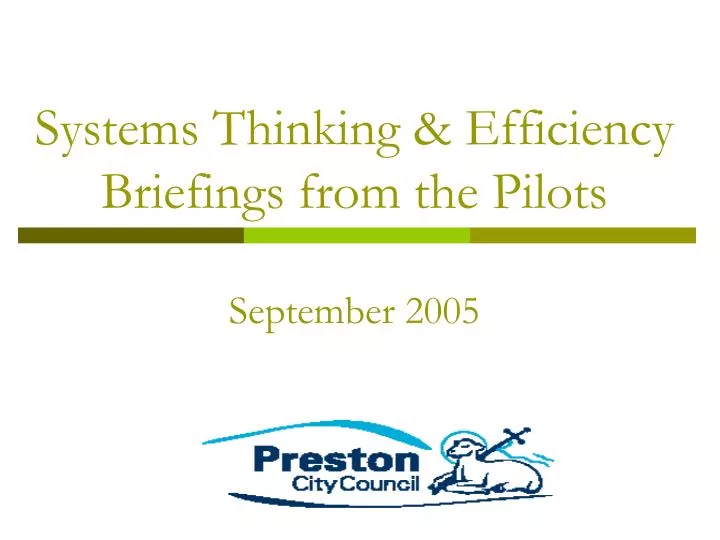 systems thinking efficiency briefings from the pilots september 2005