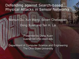 Defending against Search-based Physical Attacks in Sensor Networks