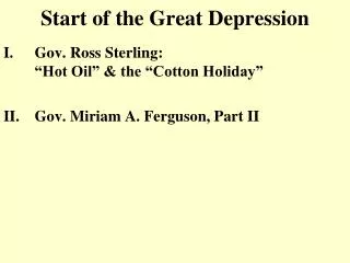 Start of the Great Depression