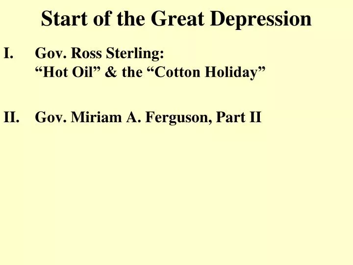 start of the great depression