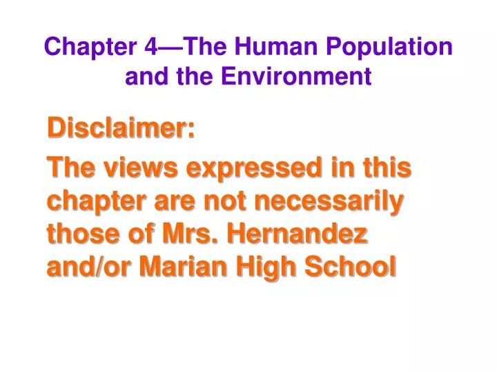 chapter 4 the human population and the environment