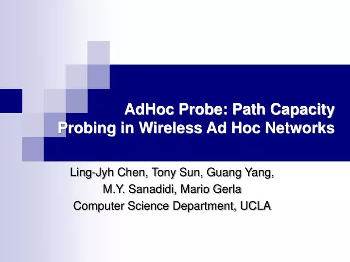 adhoc probe path capacity probing in wireless ad hoc networks