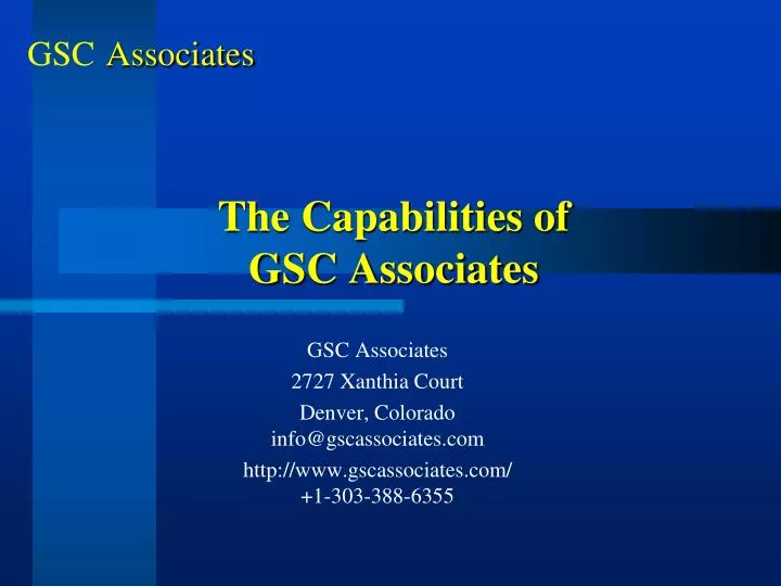 the capabilities of gsc associates