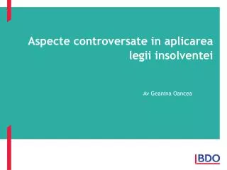 aspecte controversate in aplicarea legii insolventei