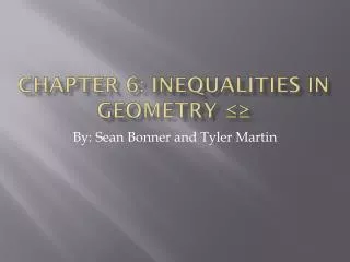Chapter 6: inequalities in Geometry ??