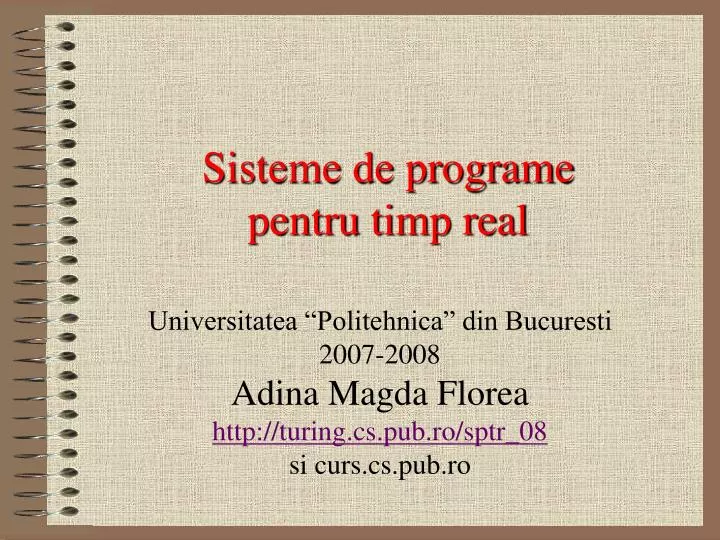 sisteme de programe pentru timp real