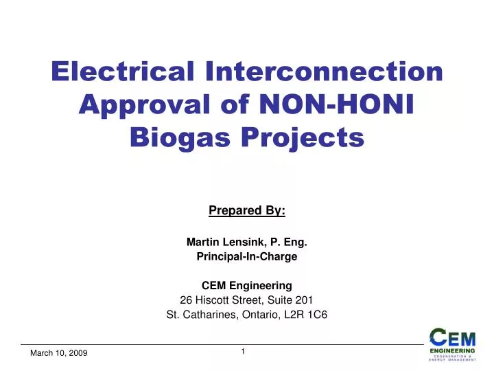 electrical interconnection approval of non honi biogas projects