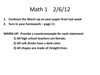 Math 1 2/6/12