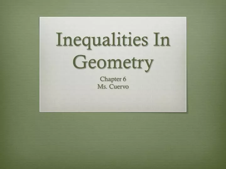 inequalities i n geometry