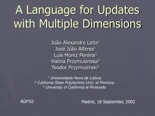 A Language for Updates with Multiple Dimensions