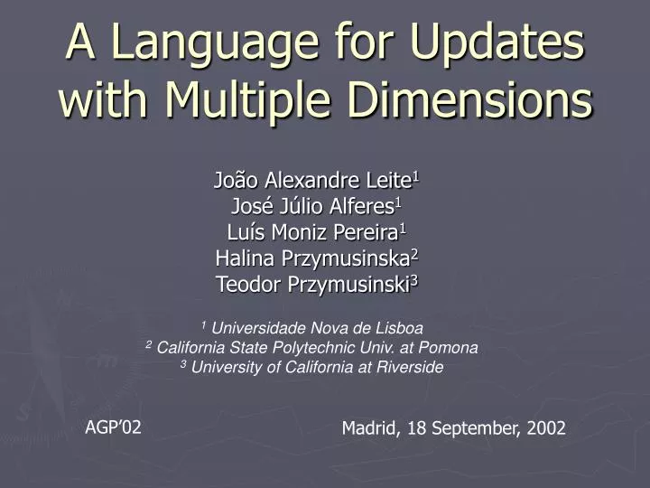 a language for updates with multiple dimensions