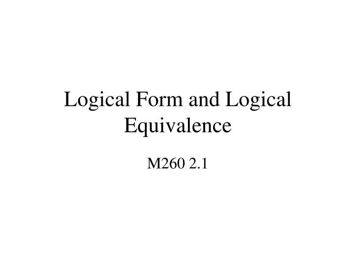 logical form and logical equivalence