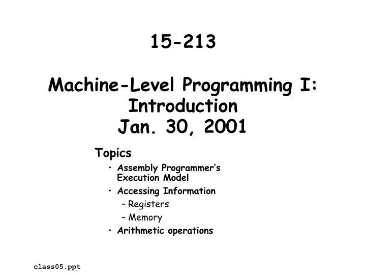 machine level programming i introduction jan 30 2001