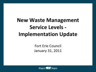 New Waste Management Service Levels - Implementation Update
