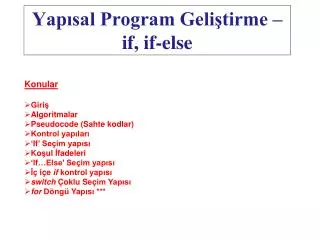 yap sal program geli tirme if if else