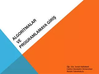 algor tmalar ve programlamaya g r