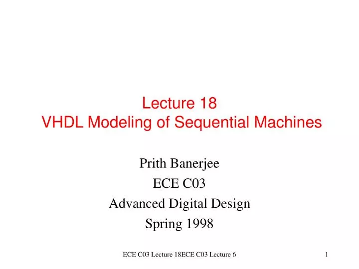 lecture 18 vhdl modeling of sequential machines