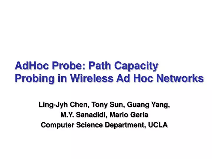 adhoc probe path capacity probing in wireless ad hoc networks