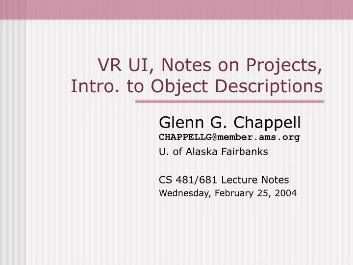vr ui notes on projects intro to object descriptions