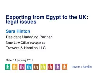 Exporting from Egypt to the UK: legal issues