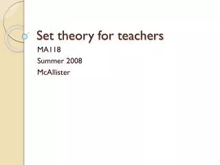 Set theory for teachers