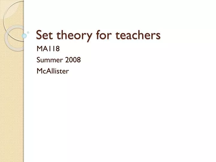 set theory for teachers