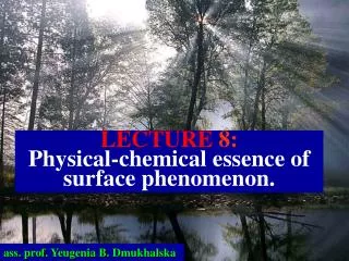LECTURE 8: Physical-chemical essence of surface phenomenon.