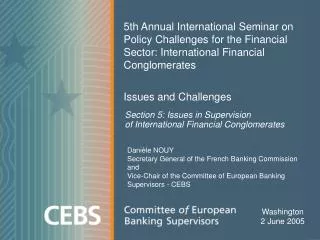 Section 5: Issues in Supervision of International Financial Conglomerates