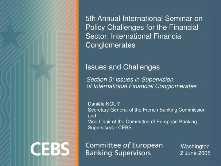 section 5 issues in supervision of international financial conglomerates