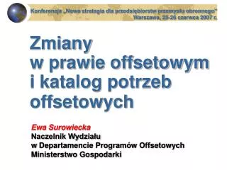 zmiany w prawie offsetowym i katalog potrzeb offsetowych