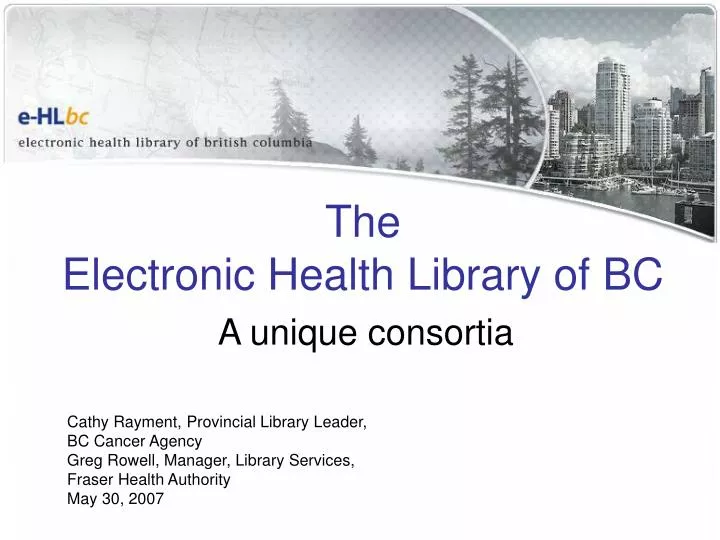 the electronic health library of bc