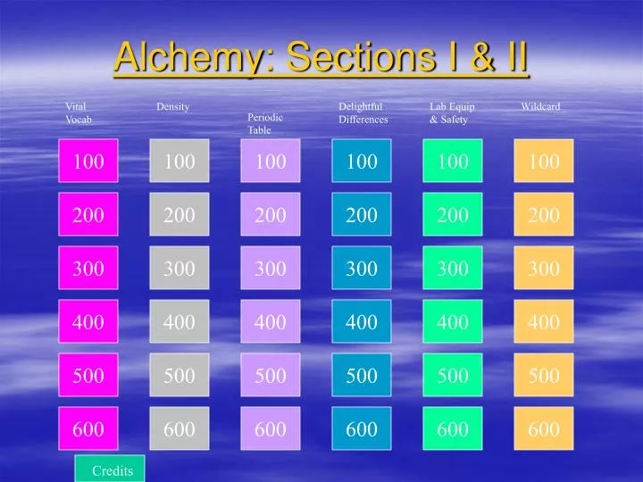 alchemy sections i ii