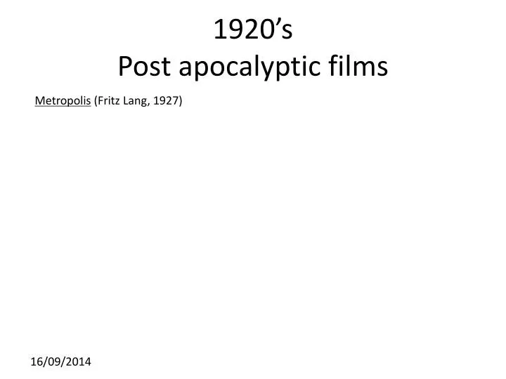 1920 s post apocalyptic films