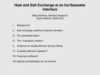 Background Bulk exchange coefficient (Stanton Number) Flux parameterization