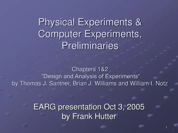 earg presentation oct 3 2005 by frank hutter