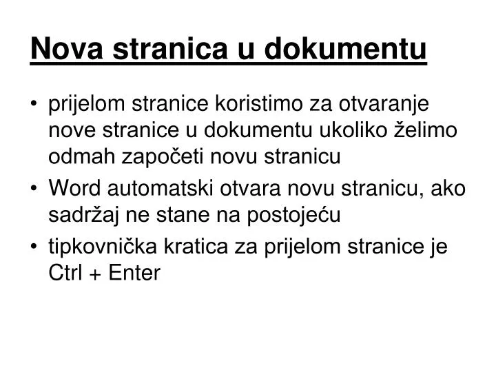 nova stranica u dokumentu